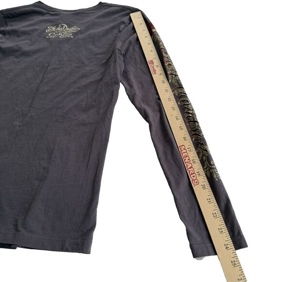 Harley Davidson Shirt Womens Sz M Long Sleeve V Neck Eagle Roses Cancun Bling - Picture 3 of 9